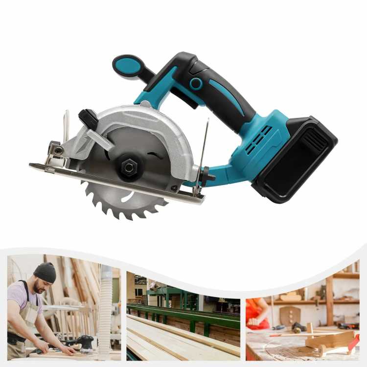 4.9Inch Rechargeable Chainsaw with Charger Circular Saw 4.0Ah Battery Carbon Steel 110V 0-45°Adjustable Cutting Angle 1420